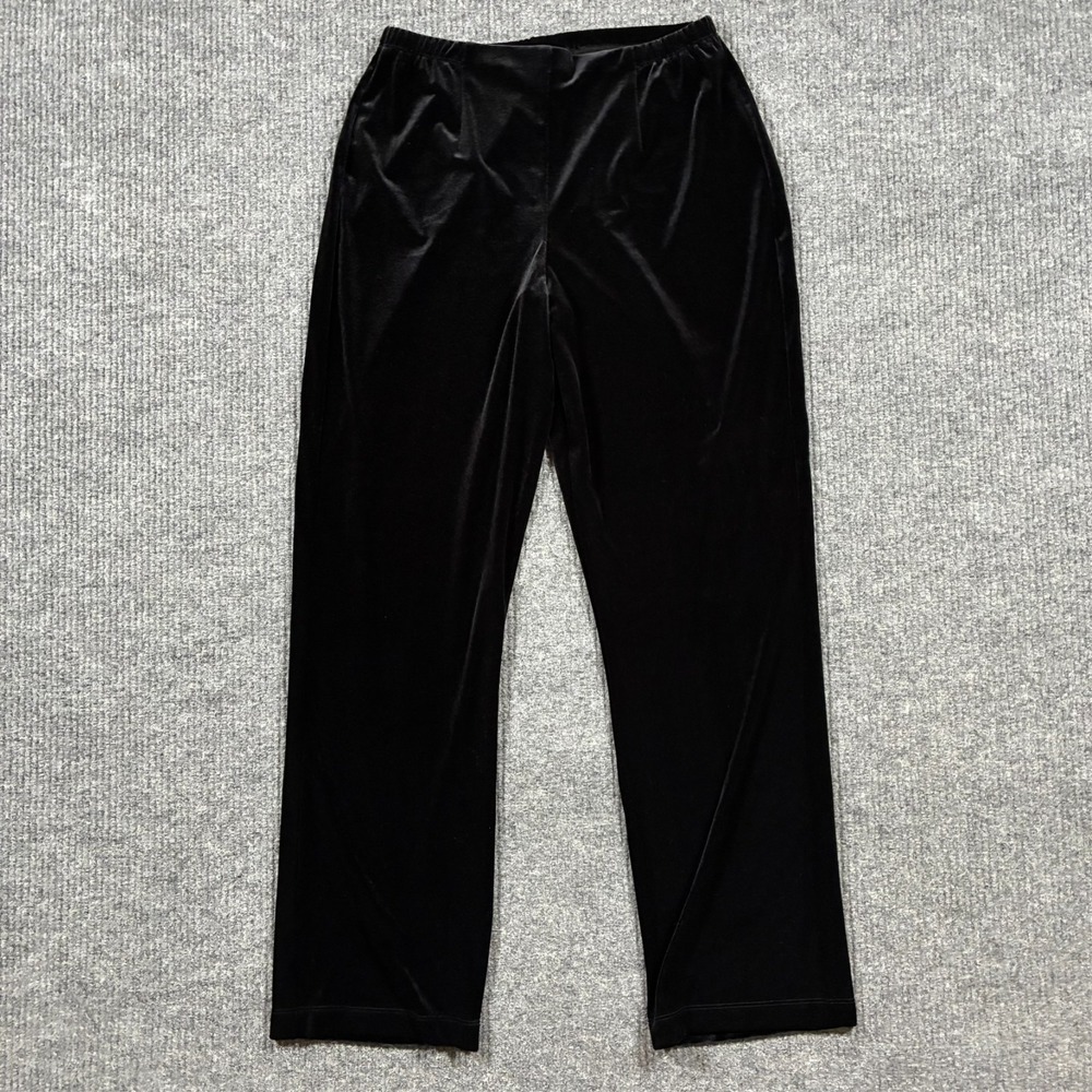 Chico's Womens Pants Size 2 Regular Black‎ Velvet Pull On Casual High Rise